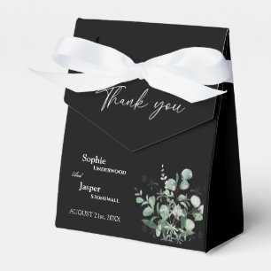 Moderne Greenery Black Wedding Vielen Dank Geschenkschachtel