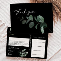 Moderne Greenery Black Wedding Vielen Dank