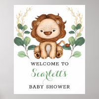 Moderne Greenery Gold Löwe Baby Dusche Willkommen
