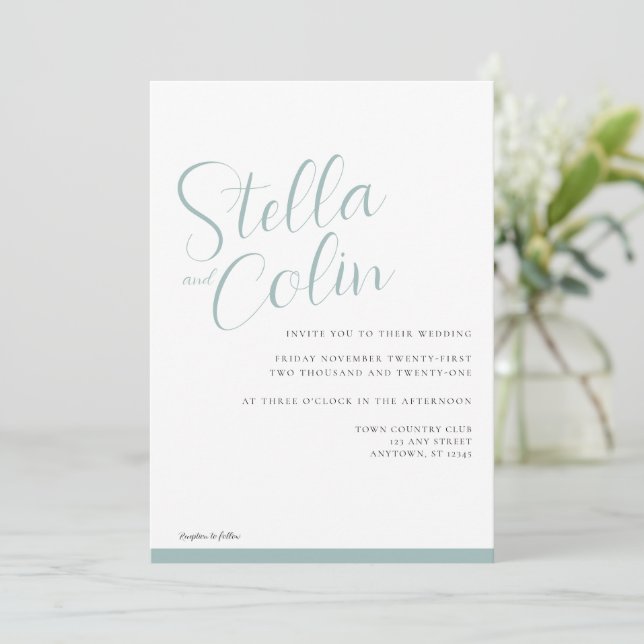 Moderne Grenze Elegante Einfache Hochzeit am Meer Einladung (Stehend Vorderseite)