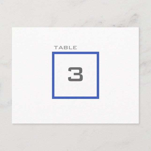 Moderne Grid Blue Wedding Reception Tischnummern (Vorderseite)