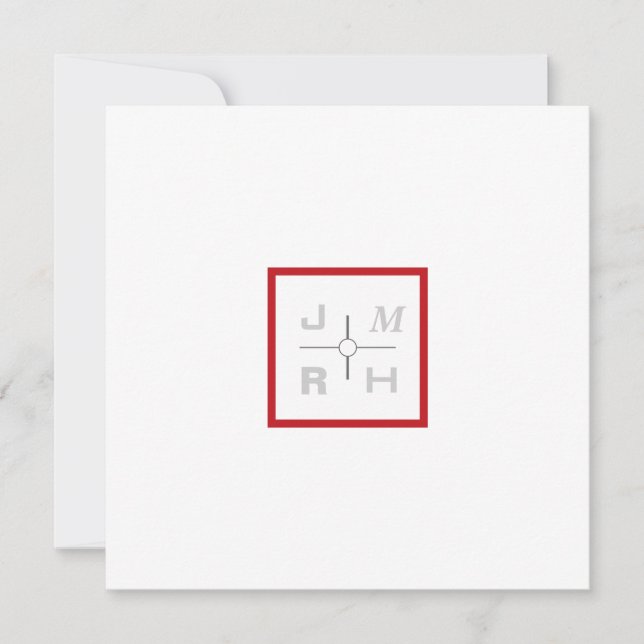 Moderne Grid Red Wedding Einladung (Vorderseite)