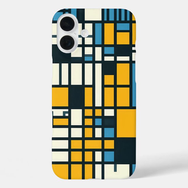 Moderne Gridabstraktion - Mondrian-Inspiriert Geom iPhone 16 Plus Hülle (Rückseite)
