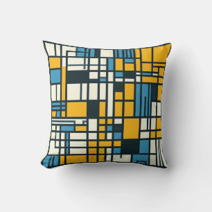 Moderne Gridabstraktion - Mondrian-Inspiriert Geom Kissen