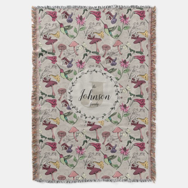 Moderne Griechen Familienname Hummingbird & Blume Decke (Vorderseite Vertikal)