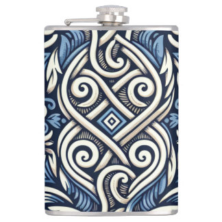 Moderne griechisch-blaue Muster Flachmann