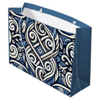 Moderne griechisch-blaue Muster Große Geschenktüte