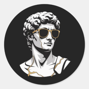 Moderne Griechische Statue Sonnenbrille Ästhetik T Runder Aufkleber