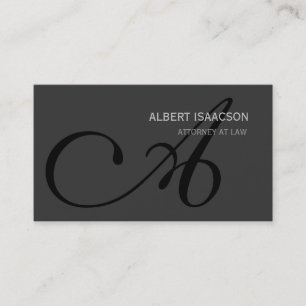 Moderne Gris Simple Noir Monogramme Carte de visit