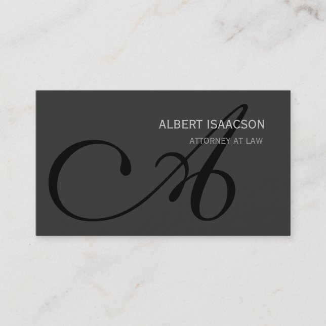 Moderne Gris Simple Noir Monogramme Carte de visit (Devant)