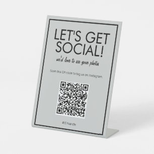 Moderne Gris Social Médias QR Code Panneau de la t