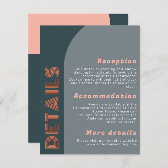 Moderne Groovy Arch Retro Hochzeitsdetails (Vorne/Hinten)