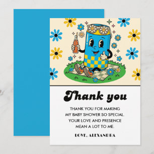 Moderne Groovy Daisy Blau Gelb Sie ist bereit zu p Dankeskarte