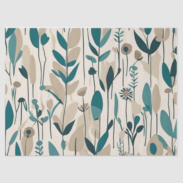 Moderne Groovy Retro Mod Aquamarine Blume Seidenpapier (Vorderseite)