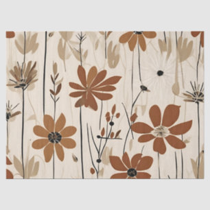 Moderne Groovy Retro Rusty Brown Blume Seidenpapier