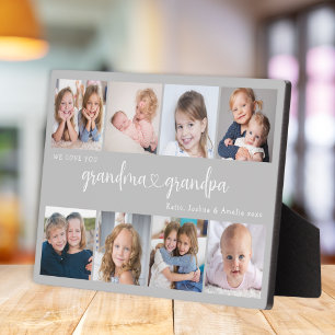 Moderne Großeltern-Fotocollage Herz Schrift Fotoplatte