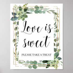 Moderne Grün Blätter Sukkulenten Liebe ist süß Poster