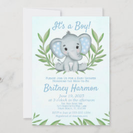 Moderne Grünanlage Elephant Boy Baby Dusche Einladung
