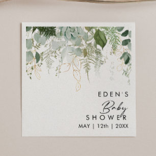 Moderne Grünanlage und Gold Baby Dusche Napkins Serviette