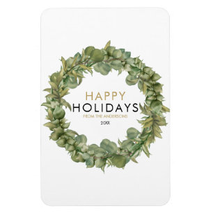 Moderne Grünanlage Wreath Happy Holidays Weihnacht Magnet