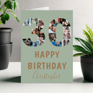 Moderne Grüne 30. Happy Birthday Foto Collage