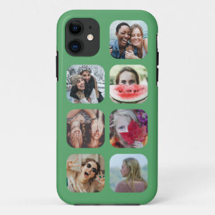 moderne grüne 7-Foto Collage Vorlage Case-Mate iPhone Hülle