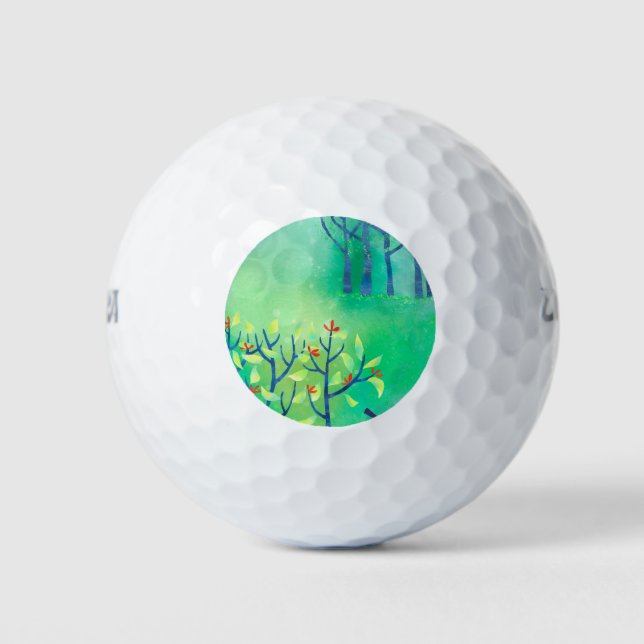 Moderne grüne Abstrakte Landschaft Golfball (Vorderseite)