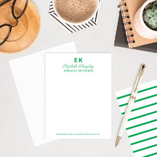 Moderne grüne Anfangsbuchstaben Monogramm Geschäft Mitteilungskarte