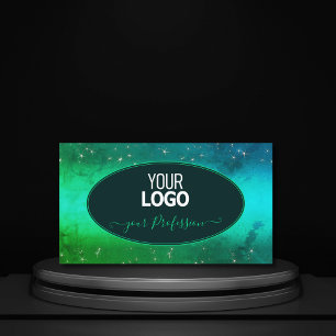 Moderne, grüne Aquamarine Glitzer-Sterne-Logo hinz Visitenkarte