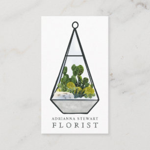 Moderne grüne Aquarellkaktus terrarium florist Visitenkarte