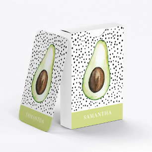 Moderne grüne Avocado personalisierter Name Spielkarten