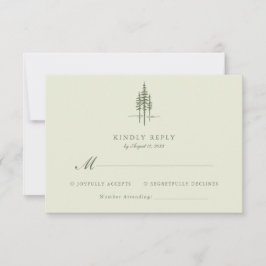Moderne grüne Baumwälder Rustikale Hochzeit RSVP Karte