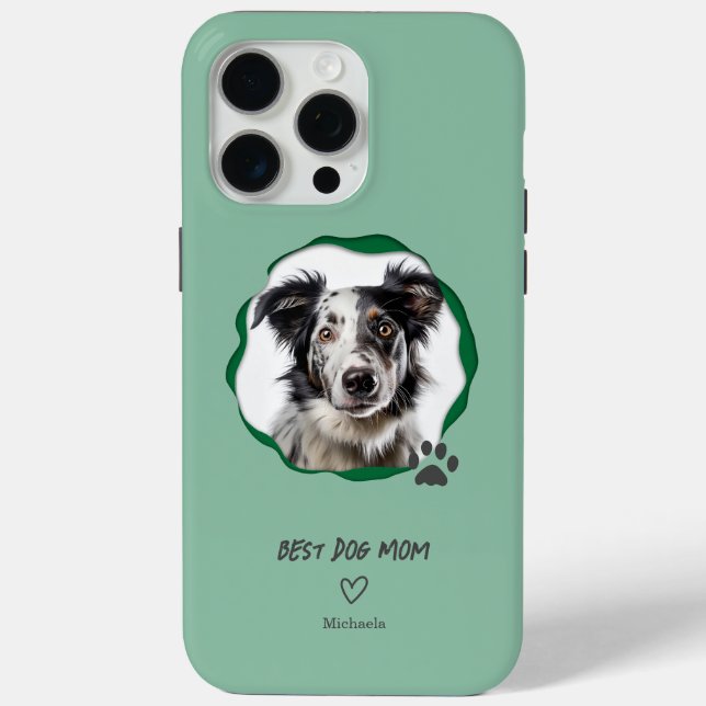 Moderne grüne beste Hundemutter-Foto Case-Mate iPhone Hülle (Rückseite)