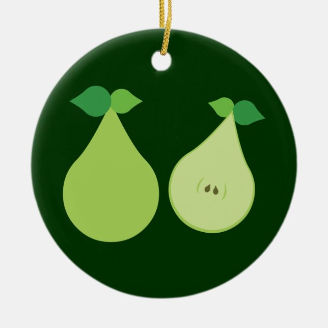 Moderne grüne Birne Keramik Ornament (Vorne)