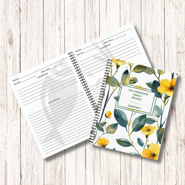 Moderne grüne Blätter Blume Familienrezepte Buch (Von Creator hochgeladen)