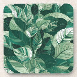 Moderne grüne Blätter Muster Getränkeuntersetzer