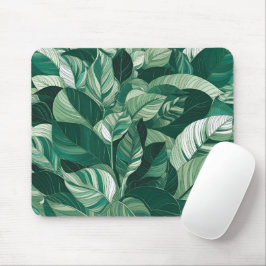 Moderne grüne Blätter Muster Mousepad