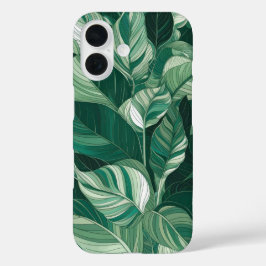 Moderne grüne Blätter Muster-Telefongehäuse iPhone 16 Hülle
