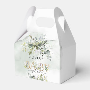 Moderne grüne Blattgold Briefe Babydusche Geschenkschachtel