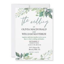 Moderne grüne Blume Einfache Hochzeitseinladung