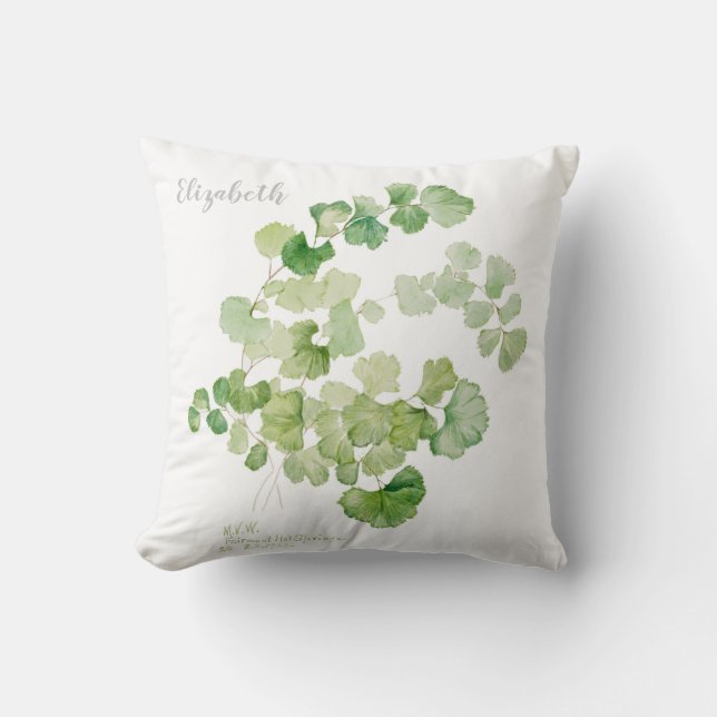 Moderne grüne botanische Aquarellmalerei Kissen (Vorderseite)