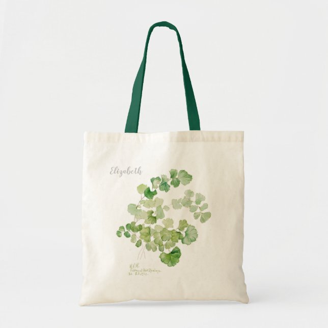 Moderne grüne botanische Aquarellmalerei Tragetasche (Vorne)