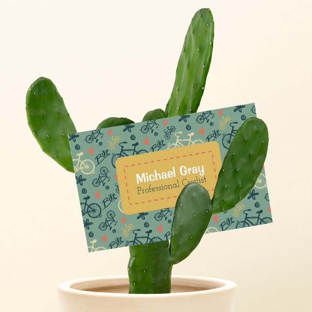Moderne grüne Fahrräder Muster Berufliche Fahrradf Visitenkarte (Von Creator hochgeladen)