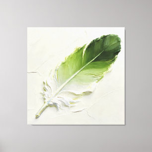 Moderne grüne Feder Impasto-Wandkunst Leinwanddruc Leinwanddruck