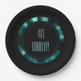 Moderne grüne Flora - Schwarzes Akzent Papier Pappteller