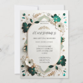Moderne grüne florale Hochzeitseinladung Einladung