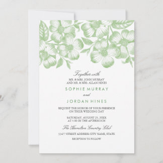 Moderne Grüne Florale Hochzeitseinladung Einladung