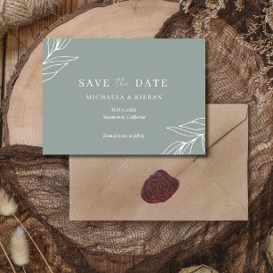 Moderne grüne Gartenhochzeitsfotos Save The Date