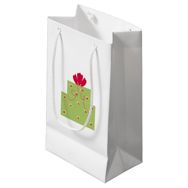 Moderne Grüne Gegenwart Kleine Geschenktüte (Vorderseite Schrägansicht)