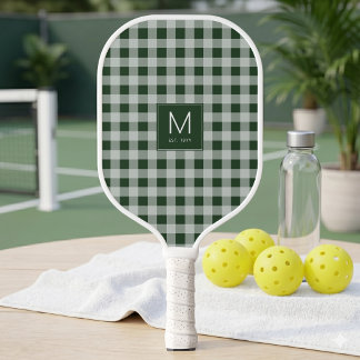 Moderne grüne Gingham-Monogramm Etabliert Est Pickleball Schläger